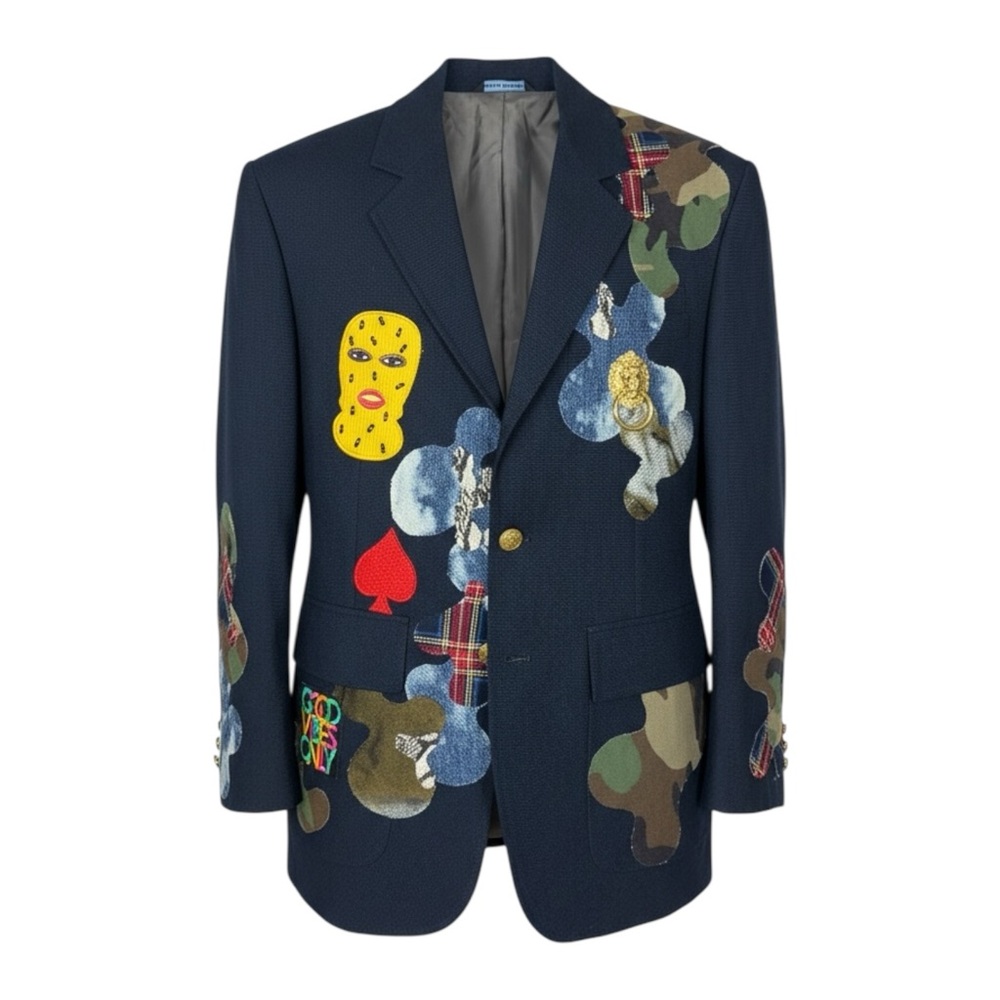 Unisex Navy Patterned Blazer